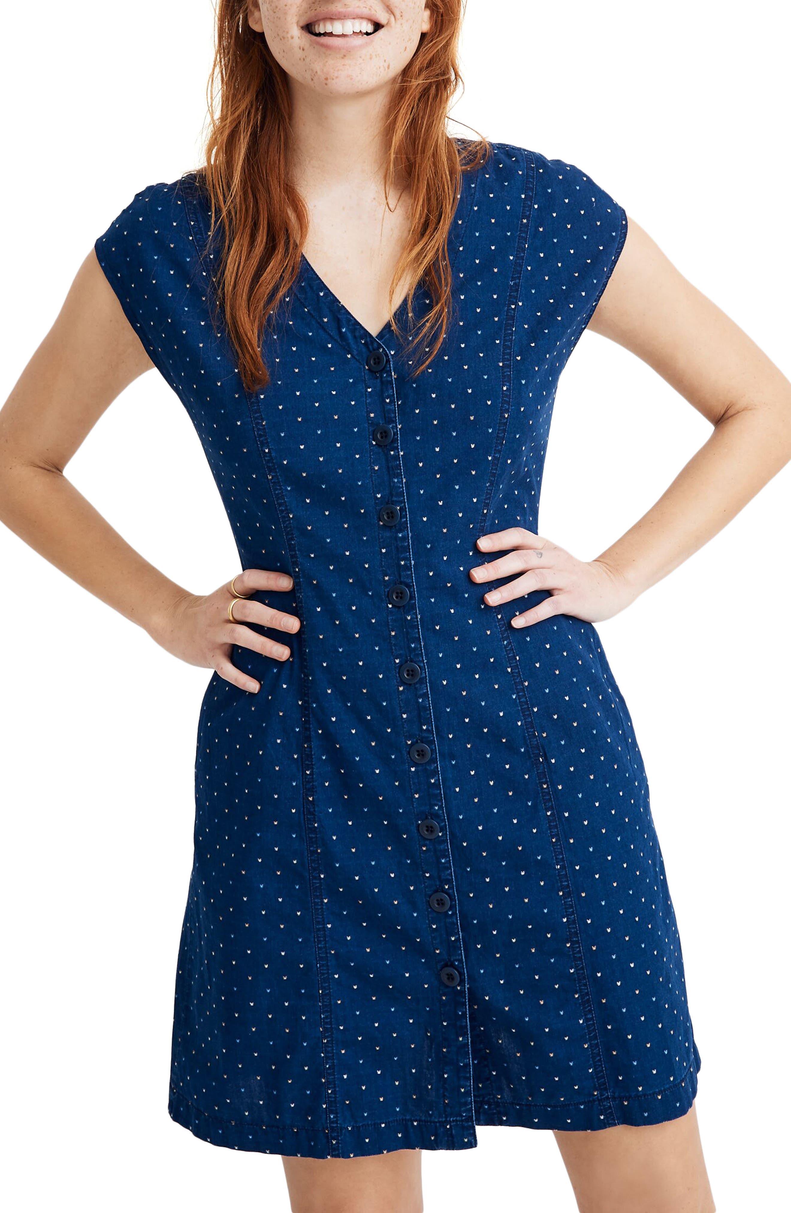 madewell denim button front dress