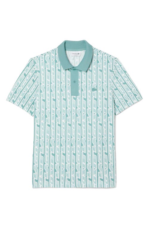 Lacoste Regular Fit Print Stretch Cotton Blend Polo Shirt In Florida/pastille Mint