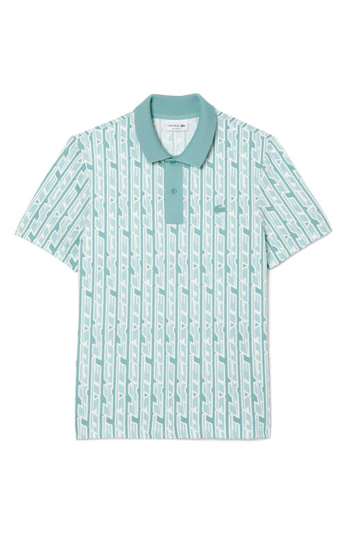 Shop Lacoste Regular Fit Print Stretch Cotton Blend Polo Shirt In Florida/pastille Mint