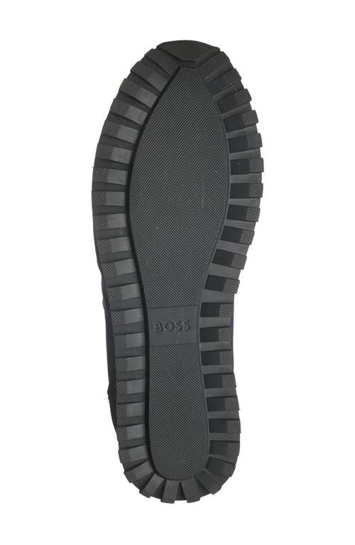Hugo Boss Running-style Trainers In Mixed Materials With Raised Logo In Blue