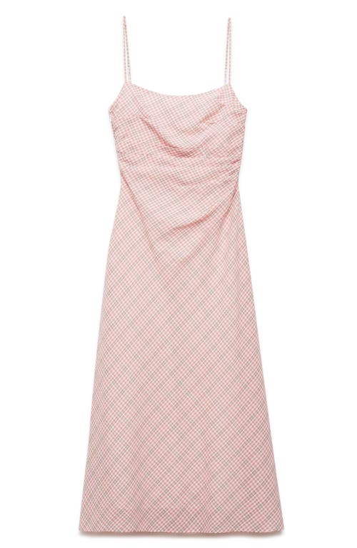 Mango Check Print Midi Slipdress In Pastel Pink