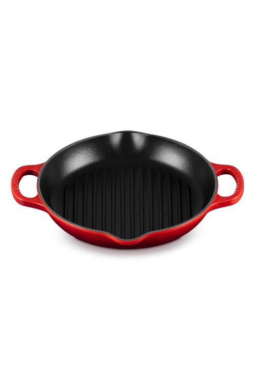 Le Creuset Signature Deep Round Enamel Cast Iron Grill Pan In Cerise