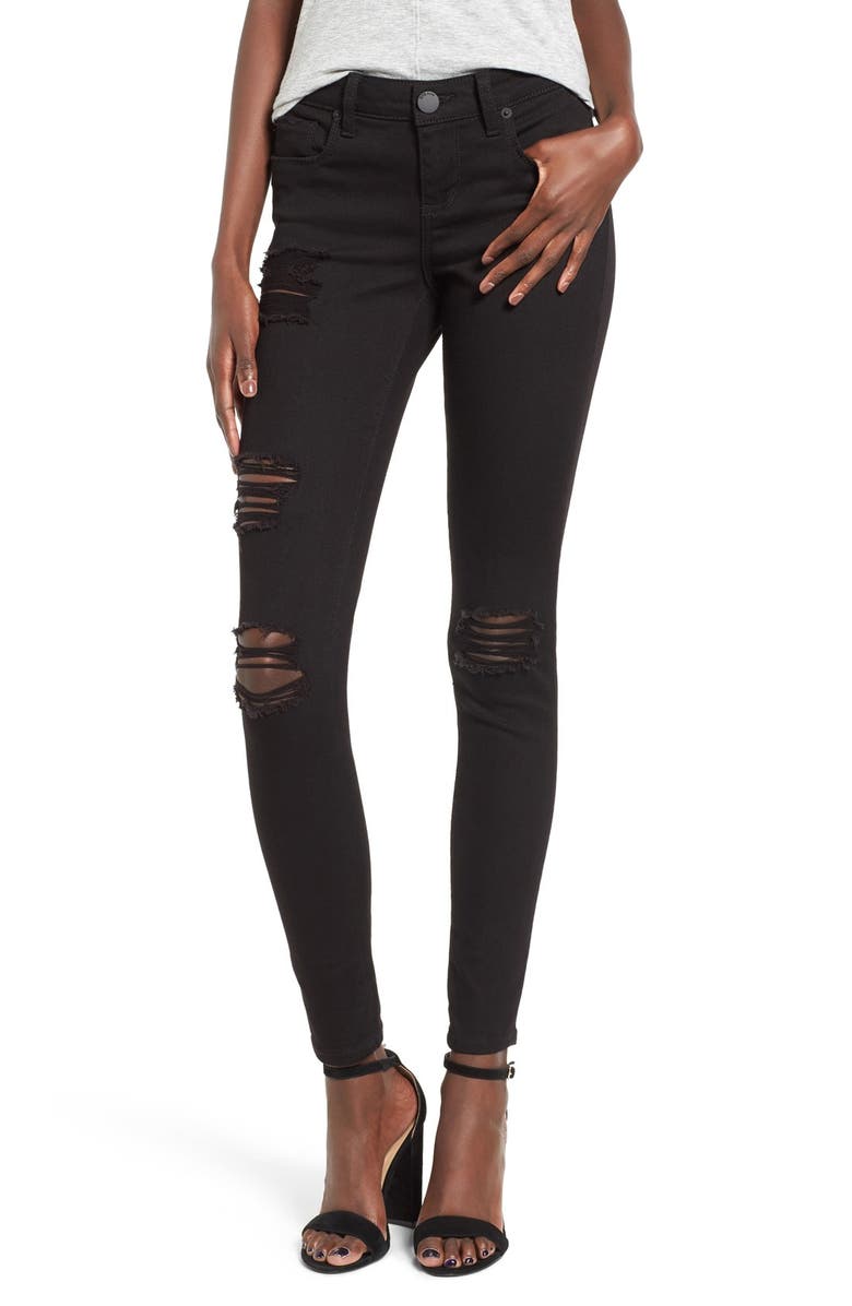 STS BLUE Piper Destroyed Skinny Jeans, Main, color, BLACK