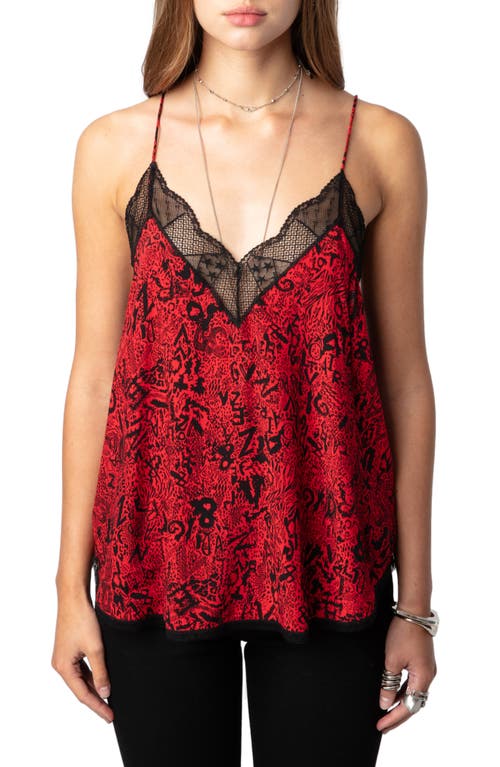 Shop Zadig & Voltaire Christy Soft Wild Lace Trim Camisole In Crimson