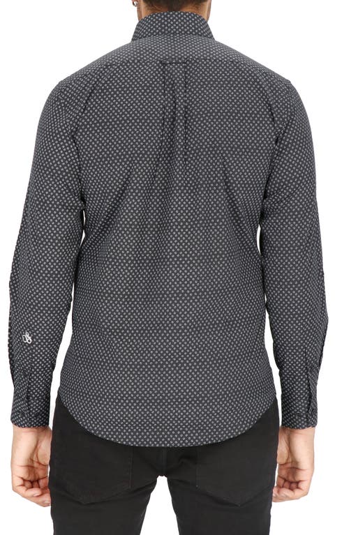 Scotch & Soda Modern Fit Flower Stretch Cotton Dress Shirt In Black