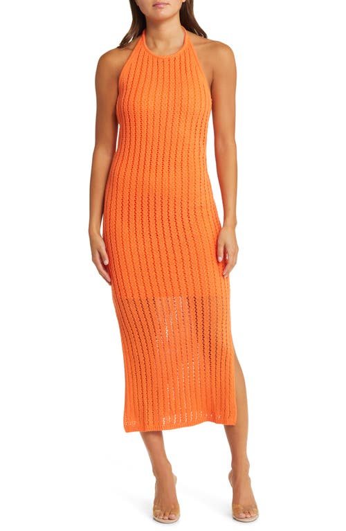 Sophie Rue Rib Halter Sweater Dress in Orange at Nordstrom, Size X-Small