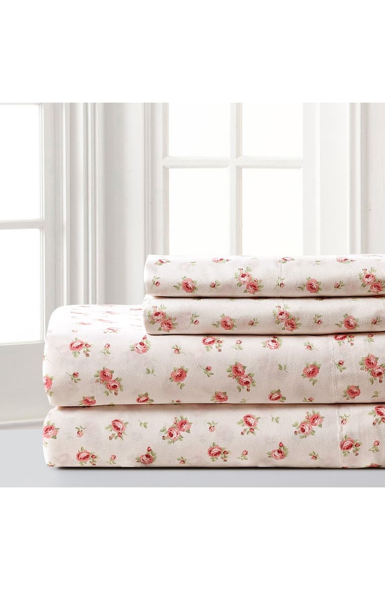 MODERN THREADS Printed 4-Piece Sheet Set Sweet Rose Ivory Queen, Main, color, IVORY