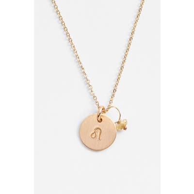 Nashelle 14K-Gold Fill & Semiprecious Birthstone Zodiac Mini Disc Necklace