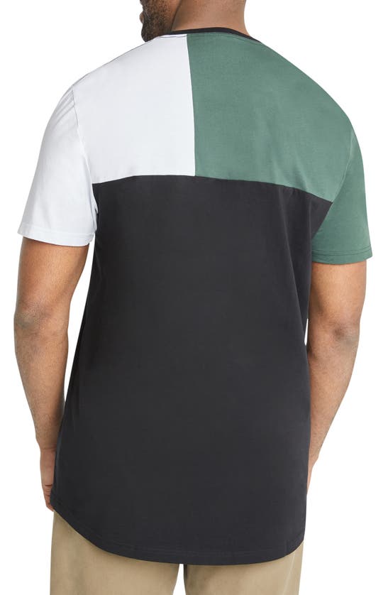 Shop Johnny Bigg Global Splice Colorblock Curve Hem Cotton T-shirt In Eden