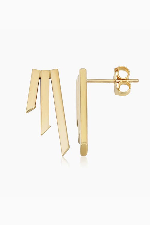 Oradina 10k Yellow Gold Triple Threat Studs In Yellow Gold