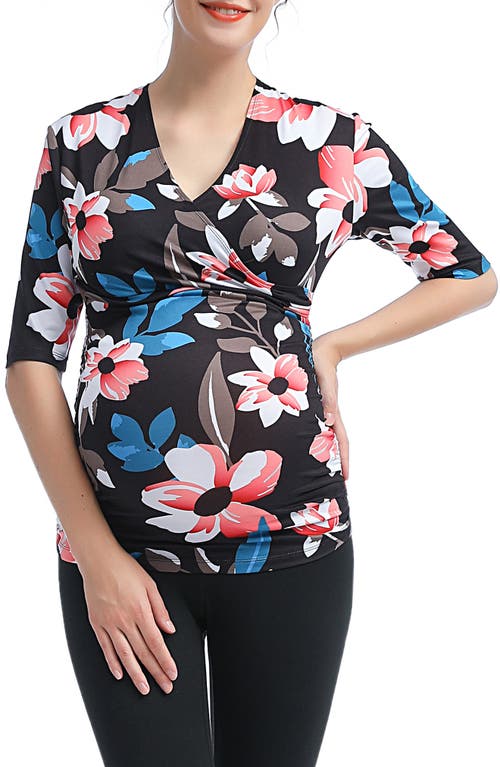 Kimi and Kai Essential Ruched Maternity/Nursing Top Multicolored at Nordstrom,