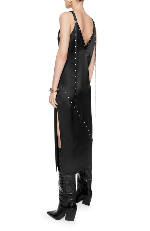 Rebecca Minkoff Camilla Studded Satin Midi Dress In True Black