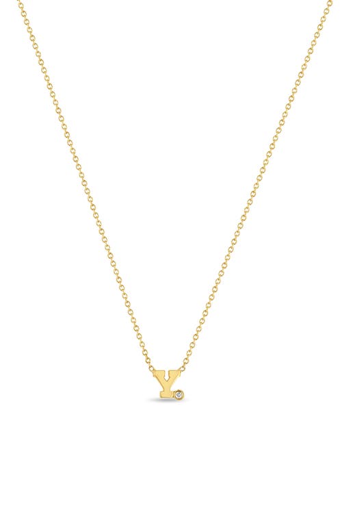 Zoë Chicco Diamond Initial Pendant Necklace in Yellow Gold-Y at Nordstrom, Size 16