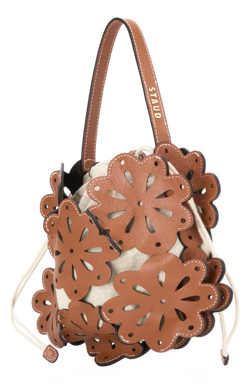 Shop Staud Flora Bucket Bag In Tan