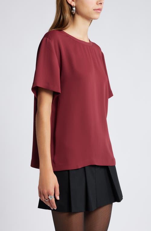 Shop Open Edit Matte Satin Tee In Red Grape