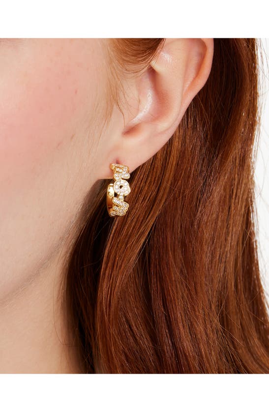 Shop Kate Spade Mom Pavé Cubic Zirconia Hoop Earrings In Clear/ Gold