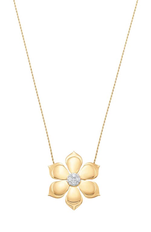 Lierre Diamond Flower Pendant Necklace in Yellow Gold/Diamond