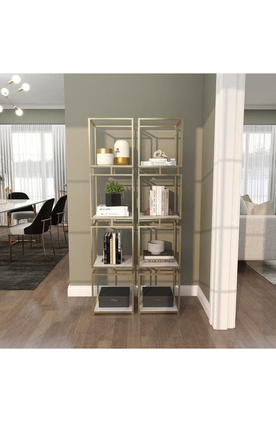 Shop Vivian Lune Home 4-tier Marble Shelf In Gold