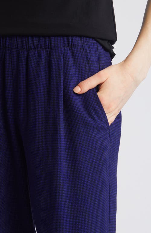 Shop Eileen Fisher Check Tapered Ankle Pants In Blue Violet