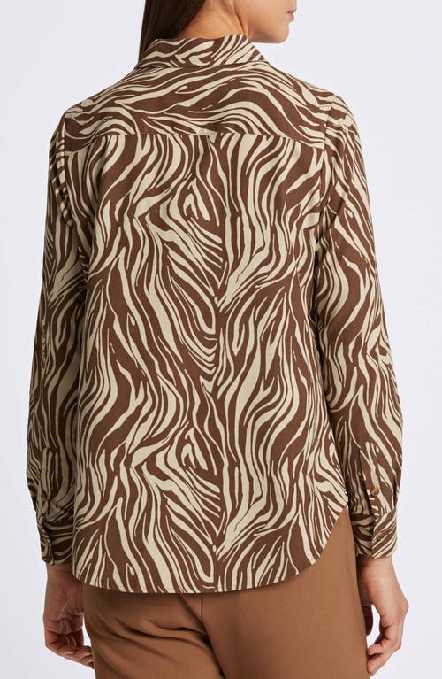 Foxcroft Haven Zebra Corduroy Button-up Shirt In Brown