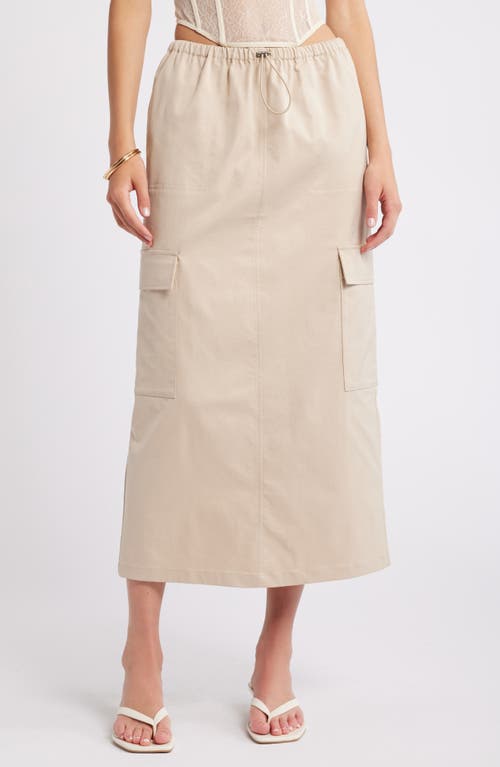 Shop Open Edit Drawcord Maxi Utility Cargo Skirt In Tan Oxford