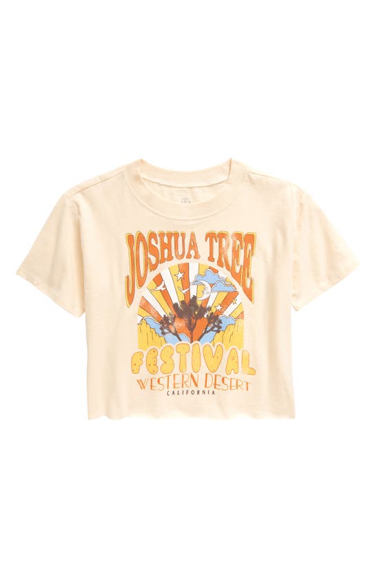 Shop Treasure & Bond Kids' Cotton Crop Graphic T-shirt In Beige Blush Joshua Tree Fest