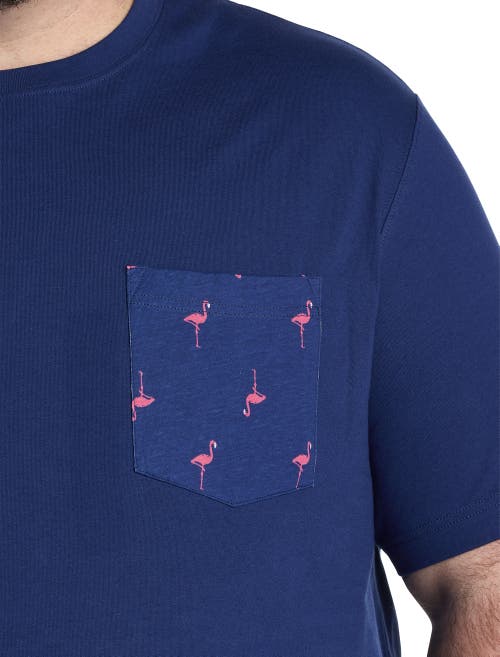 HARBOR BAY BY DXL HARBOR BAY BY DXL BIG & TALL FLAMINGO PRINT POCKET T-SHIRT
