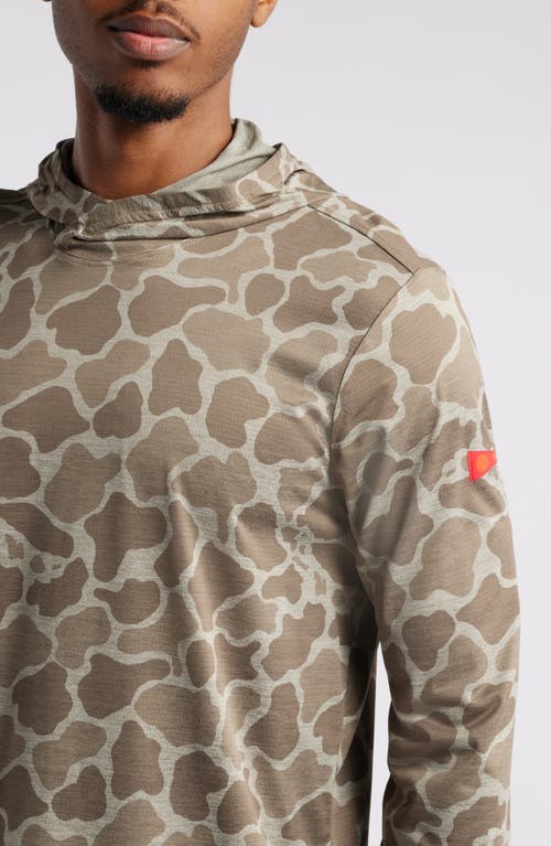 Shop Florence Airtex Long Sleeve Hooded Performance Top In Heather Tan Camo