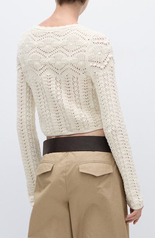 Mango Mixed Open Stitch Sweater In Off White