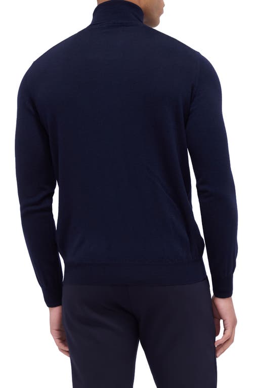 Shop Bugatchi Sawyer Merino Wool Turtleneck Sweater In Navy