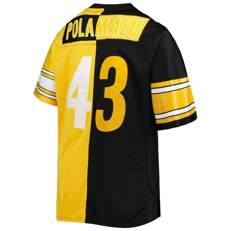 Men's Mitchell & Ness Troy Polamalu Black/Gold Pittsburgh Steelers Big &  Tall Split Legacy Retired Player Replica Jersey