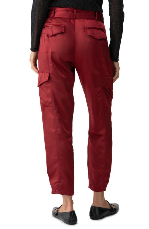 Shop Sanctuary Belted Satin Cargo Pants In Garnet