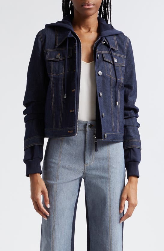 Cinq À Sept Jess Hooded Denim Jacket In Indigo