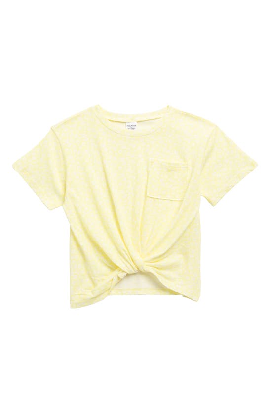 Melrose And Market Kids' Knot Front Tee In Yellow Lemonade Daisy