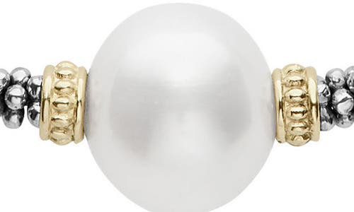 Shop Lagos Luna Pearl Station Collar Necklace In Silver/pearl