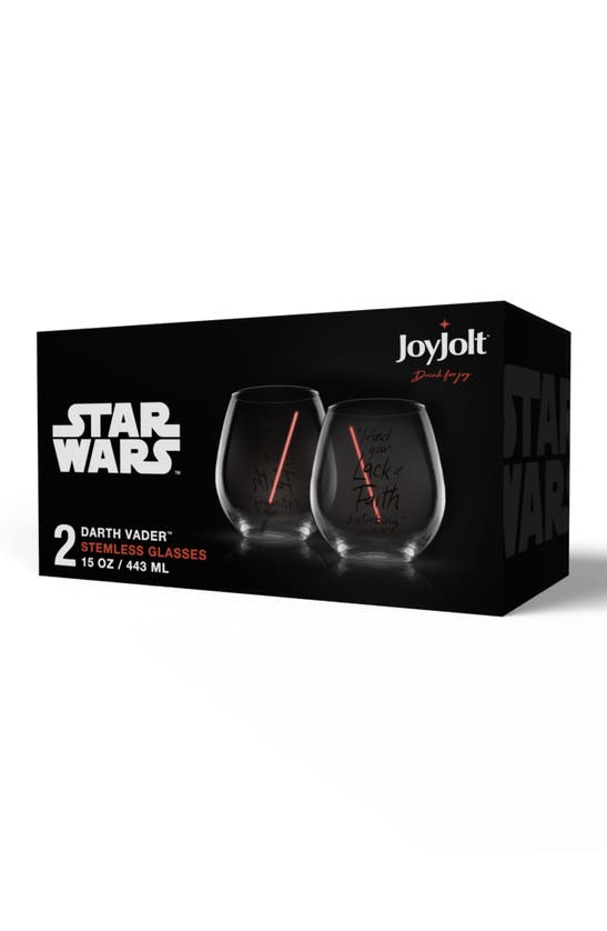 Joyjolt Lightsaber Stemless Drinking Glassware In Clear/ Red