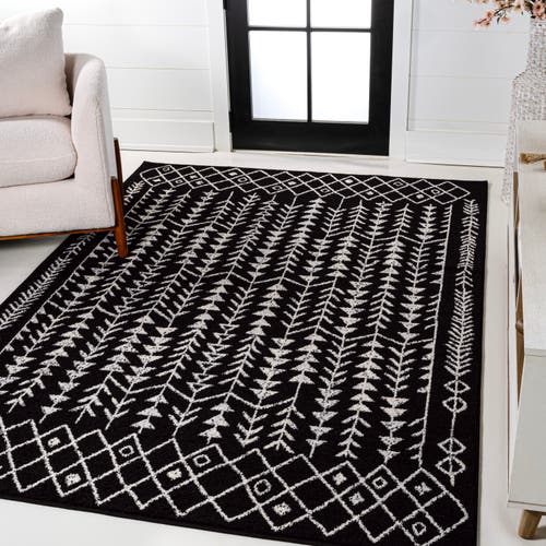 Jonathan Y Ziri Moroccan Geometric Area Rug In Black/cream