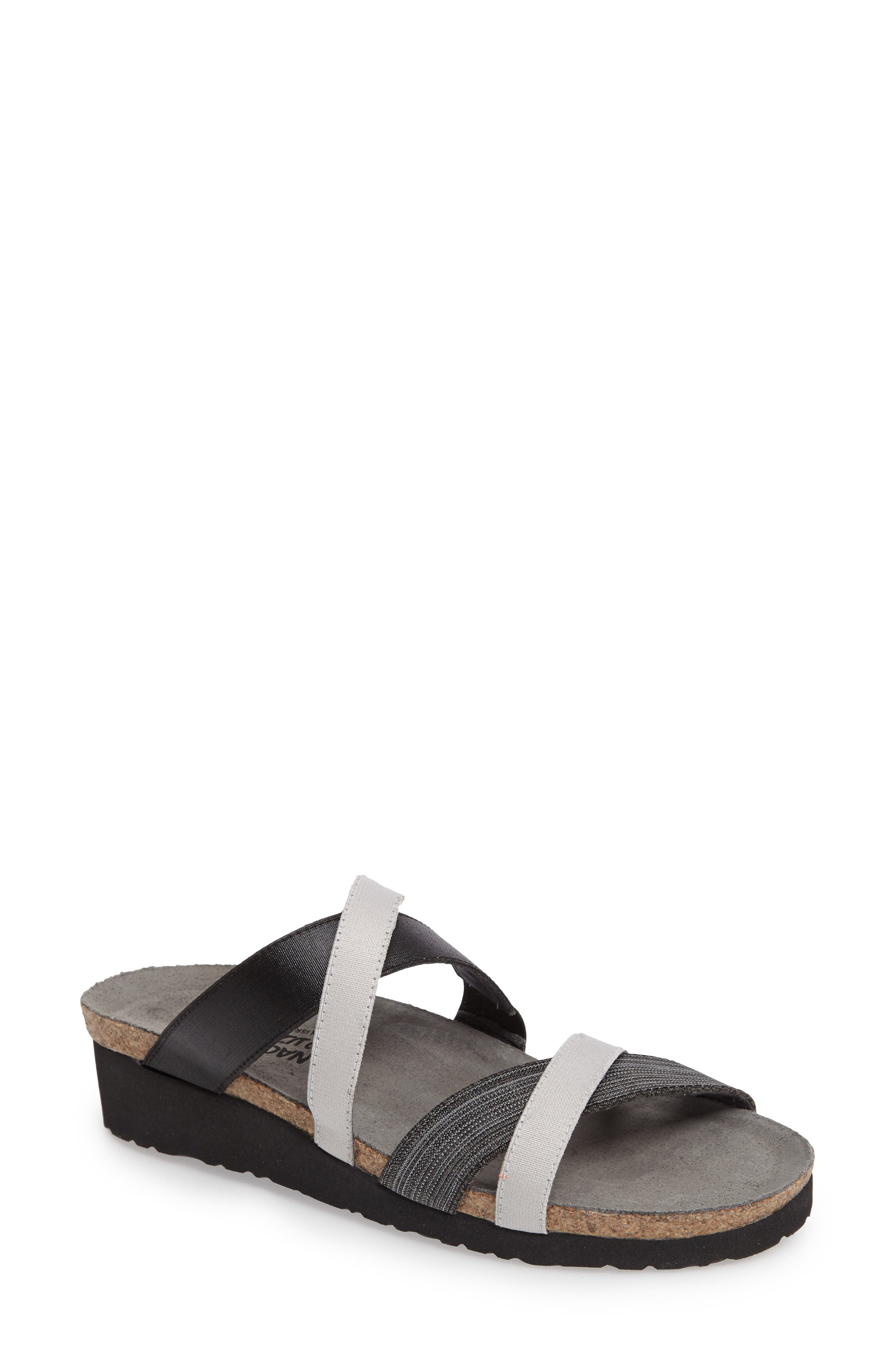 Naot Roxana Strappy Slip-on Sandal In Black/gray