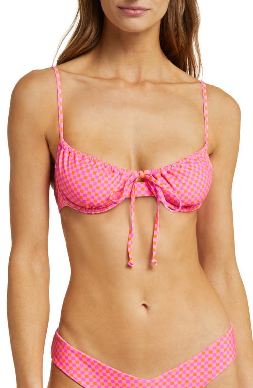 Check Ruched Underwire Bikini Top in Pinky Promise