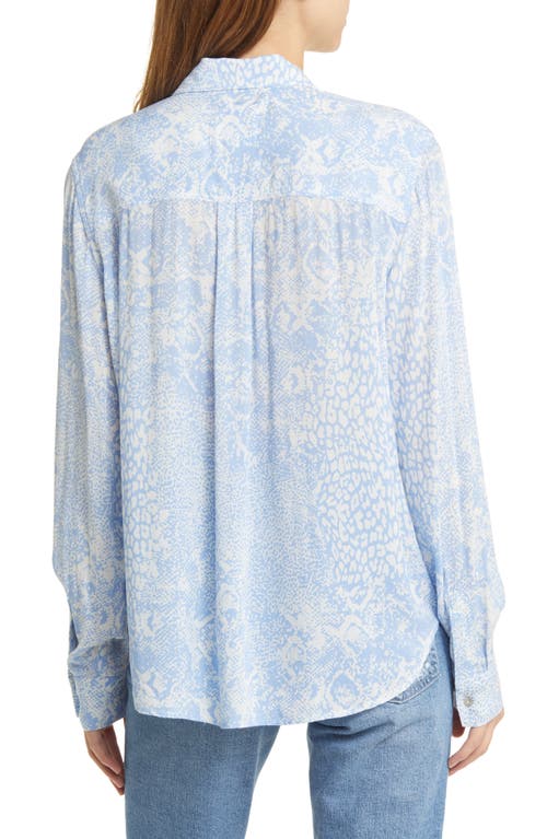 Rails Josephine Button Front Blouse In Aqua Mixed Animals