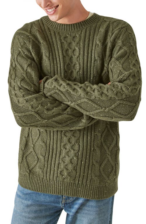 Lucky Brand Mixed Stitch Crewneck Sweater Olive Night at Nordstrom,