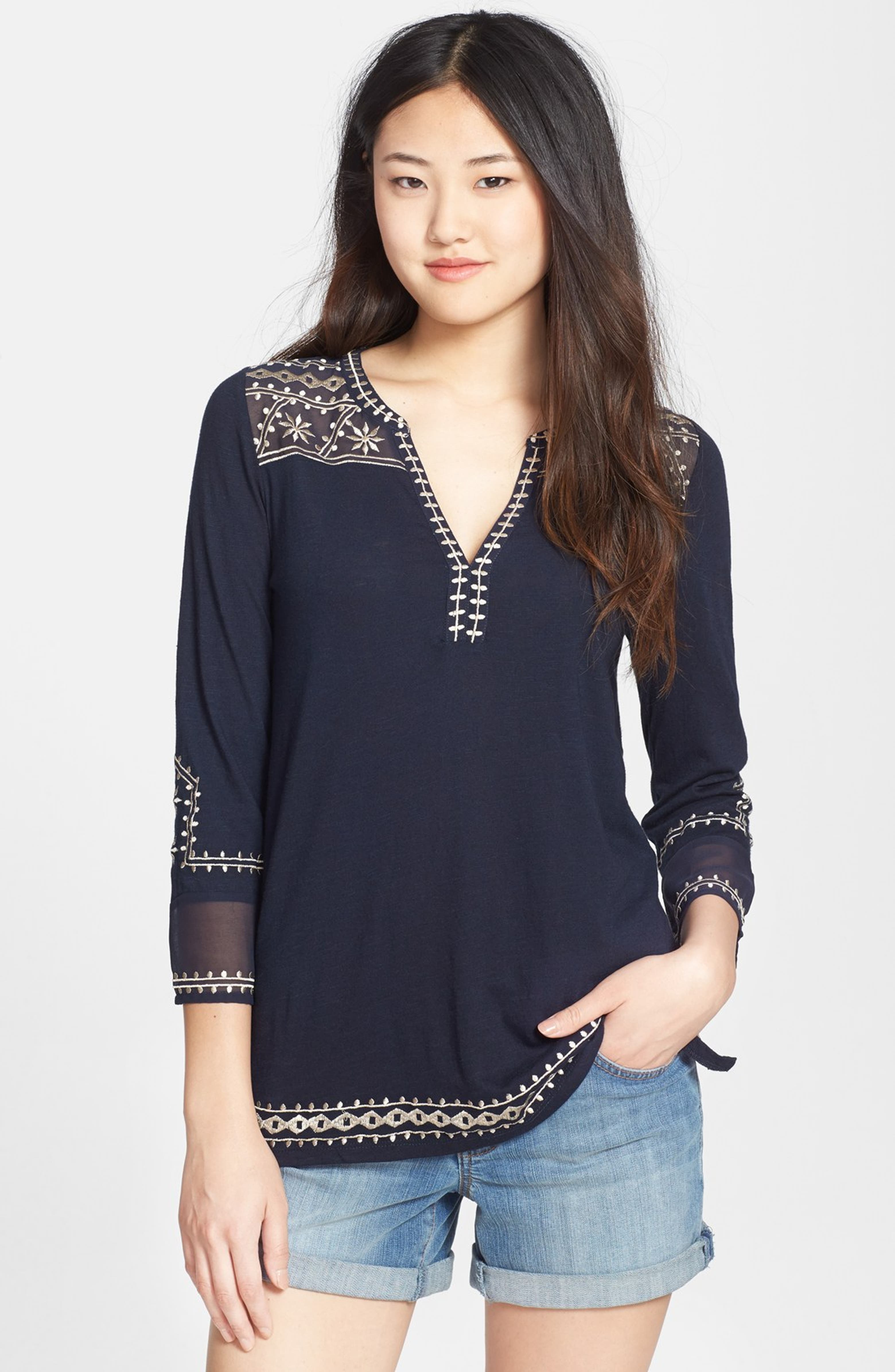 Lucky Brand 'Kiana' Embroidered Tunic Top | Nordstrom