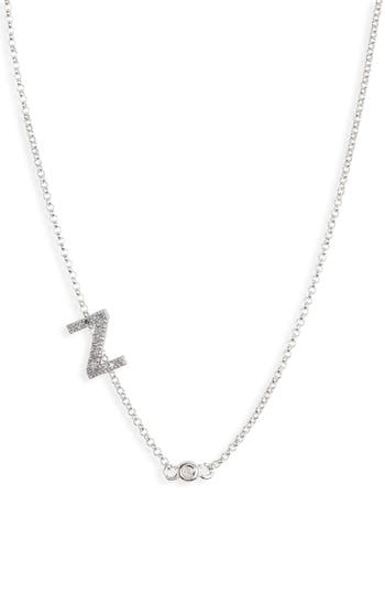 Meshmerise Bezel Diamond Initial Chain Necklace In White-z