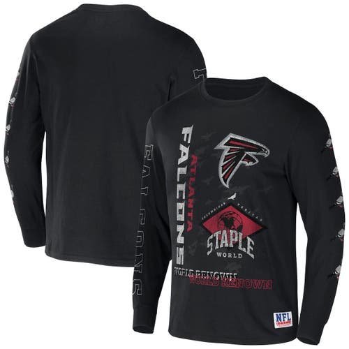 Men's NFL x Staple Black Atlanta Falcons World Renowned Long Sleeve T-Shirt