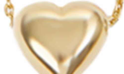 Argento Vivo Sterling Silver Carded Puffy Heart Pendant Necklace In Gold