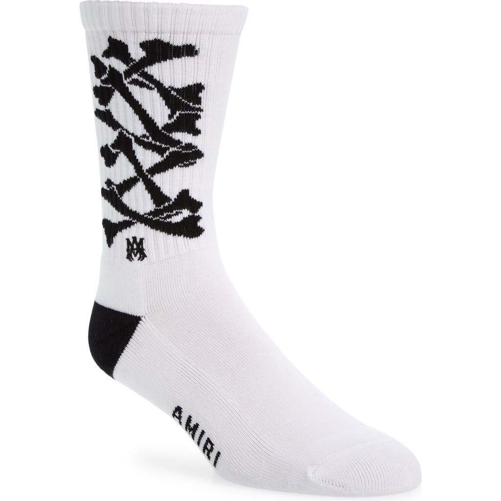 Amiri Bones Crew Socks In White/black