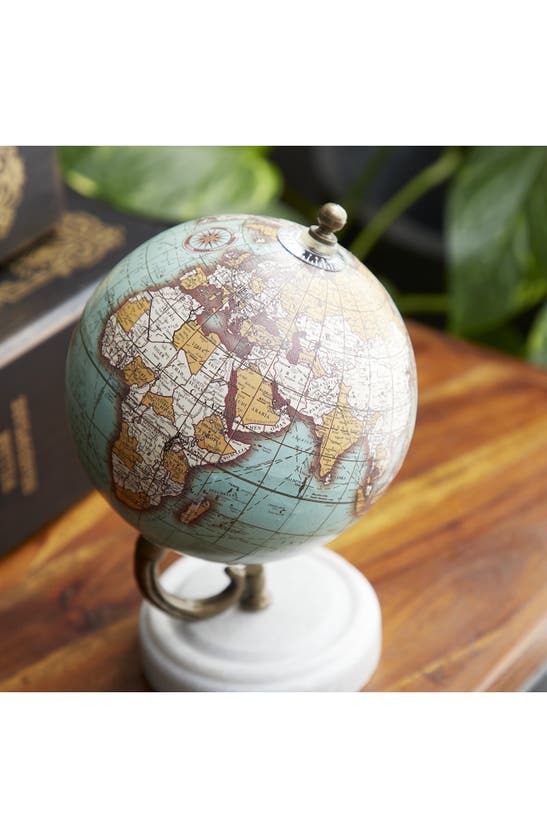 GINGER BIRCH STUDIO GINGER BIRCH STUDIO TEAL MARBLE GLOBE WITH MARBLE BASE