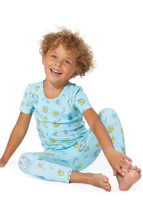 Bellabu Bear Kids' Blue Lemonade Fitted Two-Piece Pajamas in Lemonade Blue at Nordstrom, Size Newborn