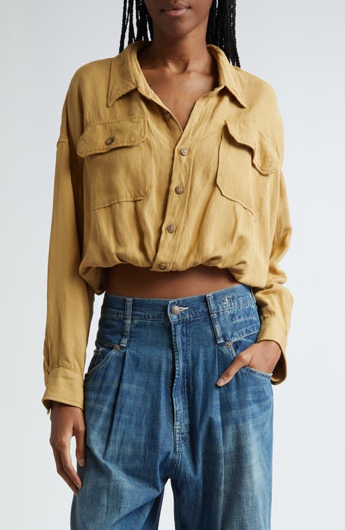R13 Crossover Utility Bubble Button-Up Shirt Khaki at Nordstrom,