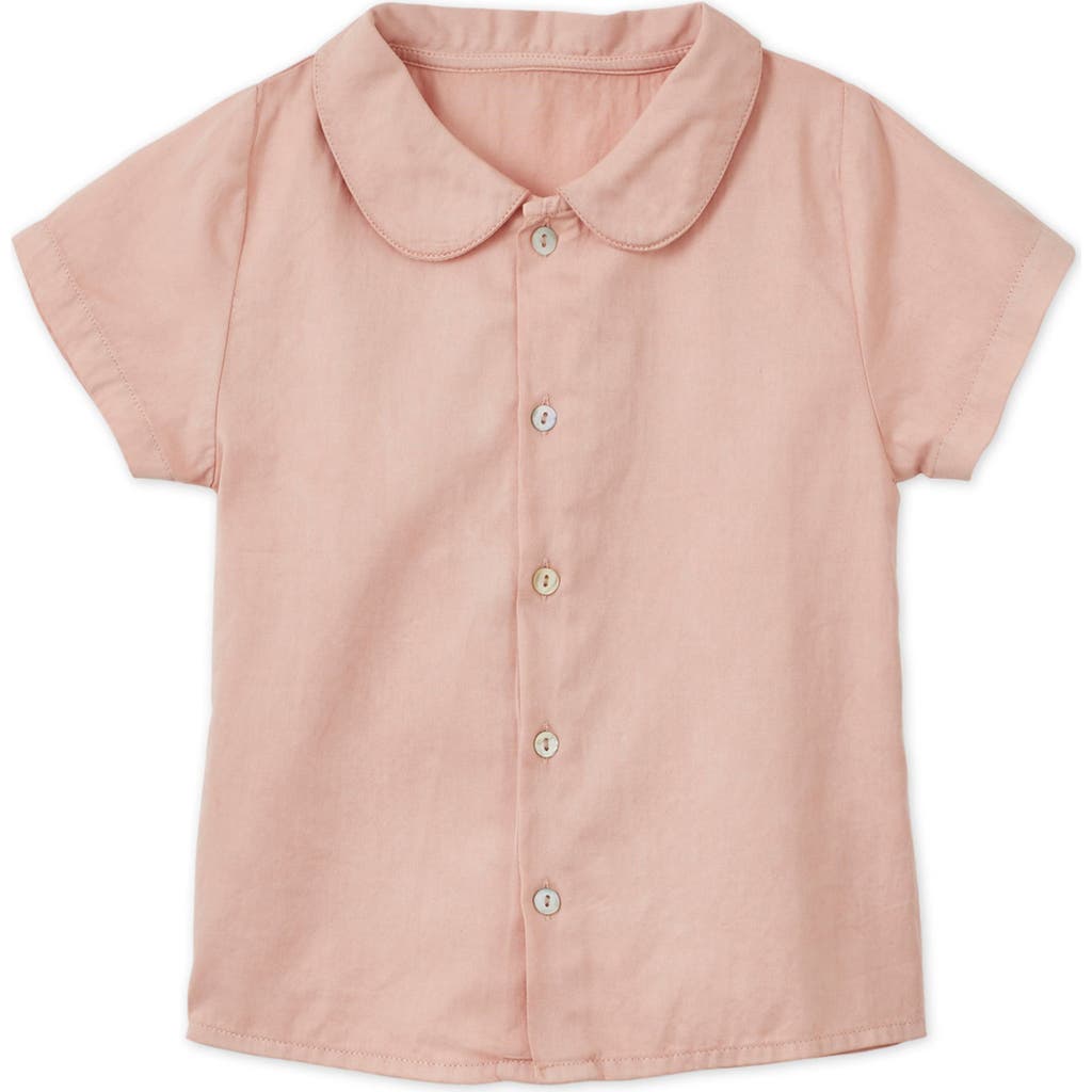 Vild House Of Little Ss Organic Cotton Woven Peter Pan Collared Shirt In Pink Quartz